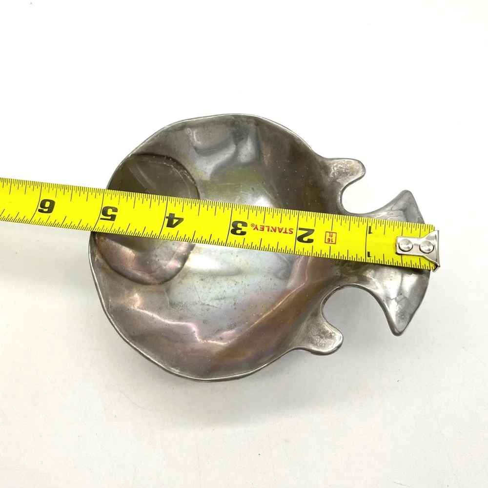 Wilton Columbia PA Pewter Fish Nut Dish Bowl Silver Tone Footed Vintage